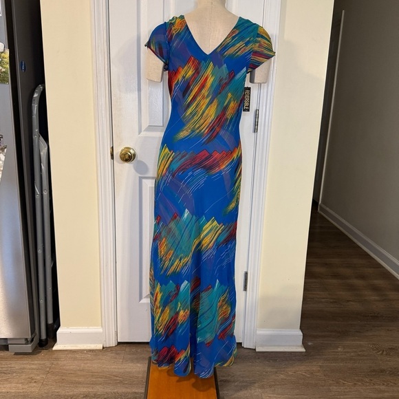 Jasmine KC Reversible Mesh Maxi Dress | Multicolor Abstract Print | Size M NWT - Picture 2 of 8